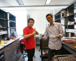 5/15/2014: Marc and Eric pumped up after a good day of experiments.