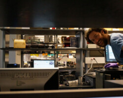 5/15/2014: Michael, the first rotation graduate student in the lab, is trying to teach the mouse new tricks.