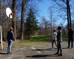 4/17/2016: A friendly game of basketball at the lab party includes George, who is joining the lab for PhD studies. Welcome!